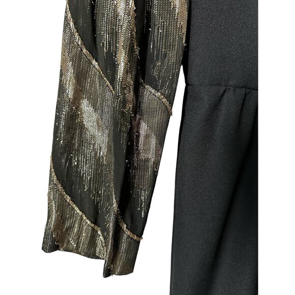 Black and Gold 70s Jumpsuit Wore by Tori Spelling Size Small - Picture 8 of 10